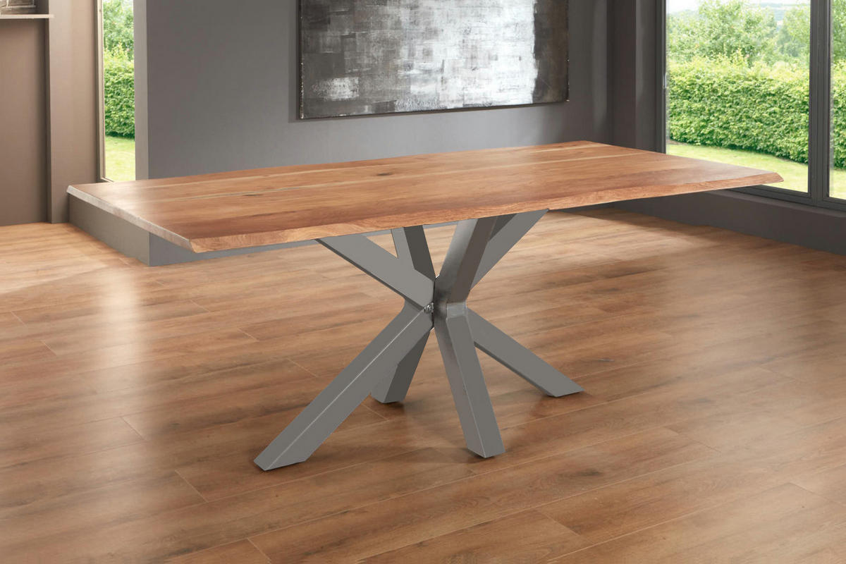 ESSTISCH SPYRO - Beige/Silberfarben, Holz/Metall (100/220/76cm) - SAM
