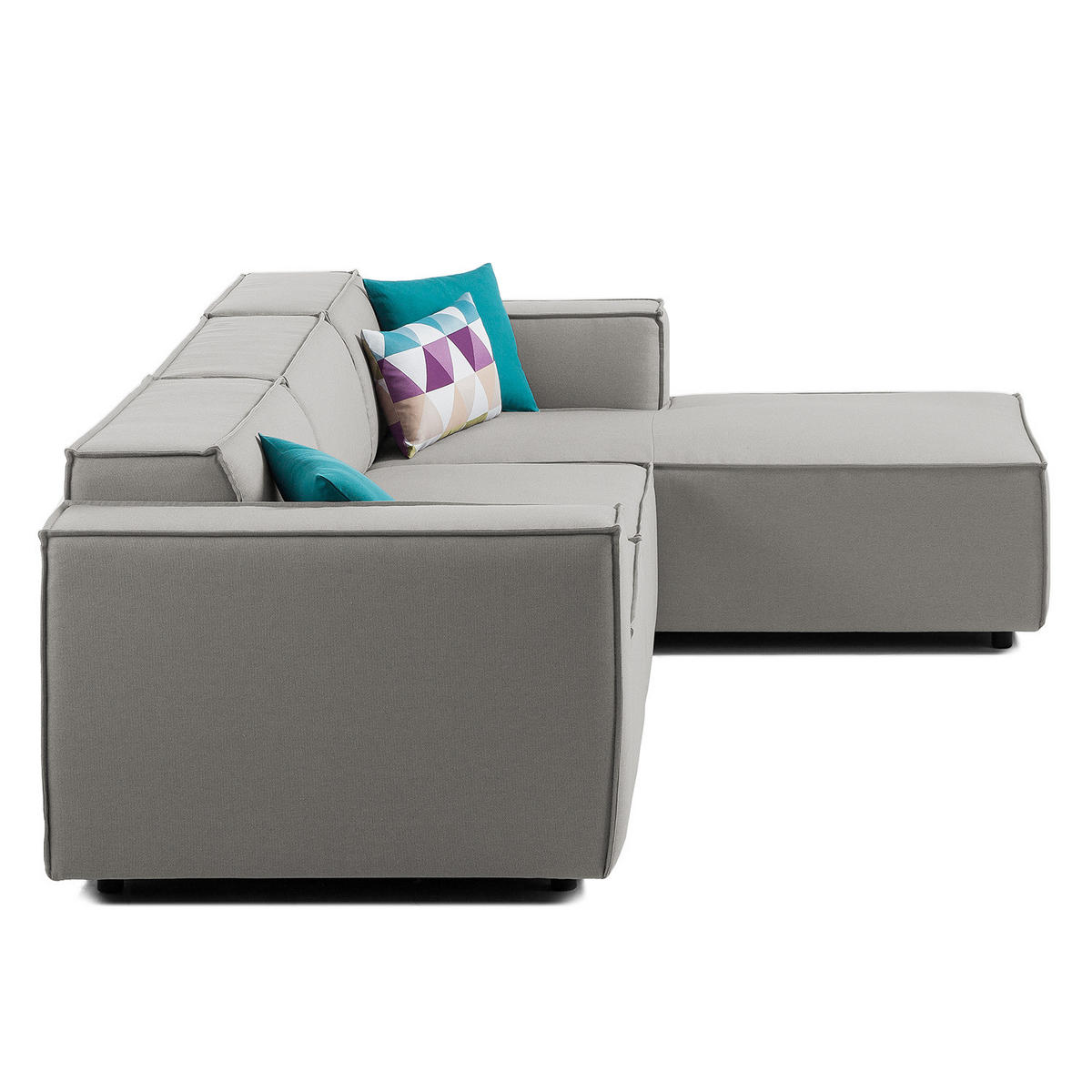 ECKSOFA mit Longchair - Graubraun/Schwarz, Kunststoff/Textil (294/177cm) - home24