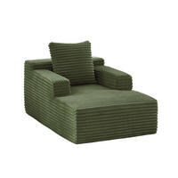 CHAISELONGUE aus Cord Grün ohne Aufbau - Grün, Kunststoff (81.03/49.78/116.84cm) - Meubliv