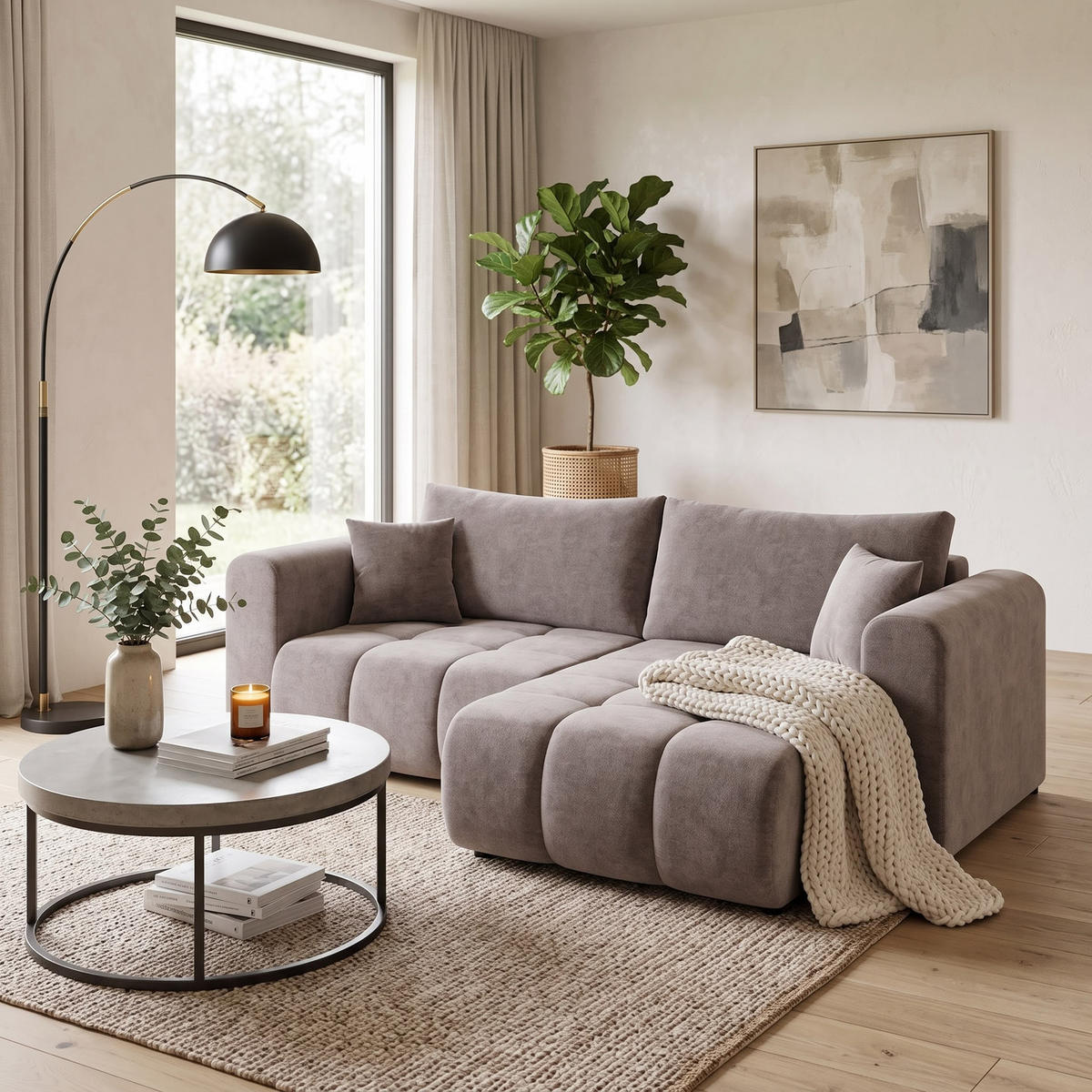 ECKSOFA RIVA Rechts Dunkelgrau Velours-Stoff Premium L-Form Couch mit Schlaffunktion & Bettkasten - Dunkelgrau/Schwarz, Holz (160/255cm) - Barchello