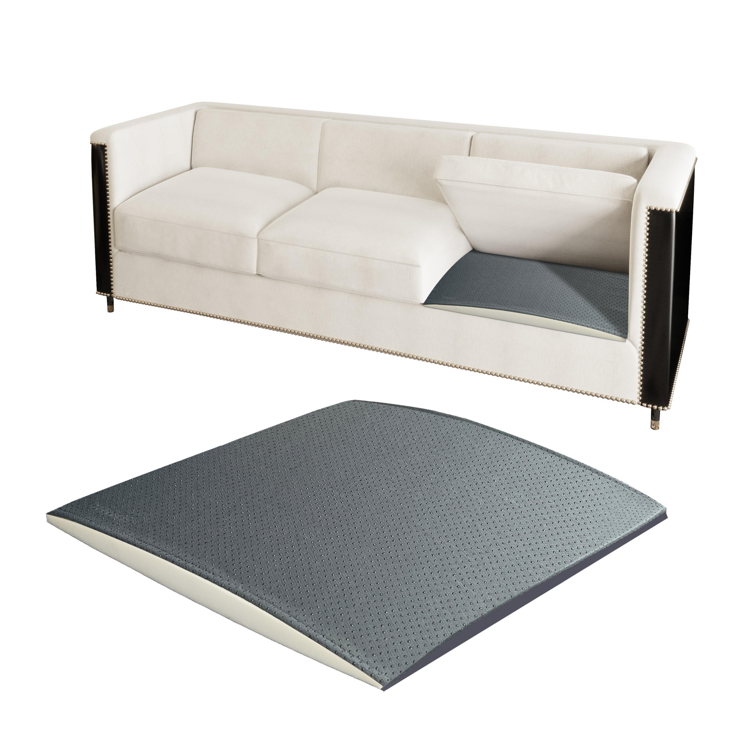 COUCHKISSEN-UNTERSTÜTZUNG für schlaffe Sitze - Grau, Textil (52/52/5cm) - Vercart