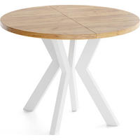 ESSTISCH Savio Weiß rund ausziehbar verlängerbar, Eiche Braun 90-190/90/77 cm - Eiche Wotan/Braun, Holz/Holzwerkstoff (90/190/77cm) - WFL GROUP