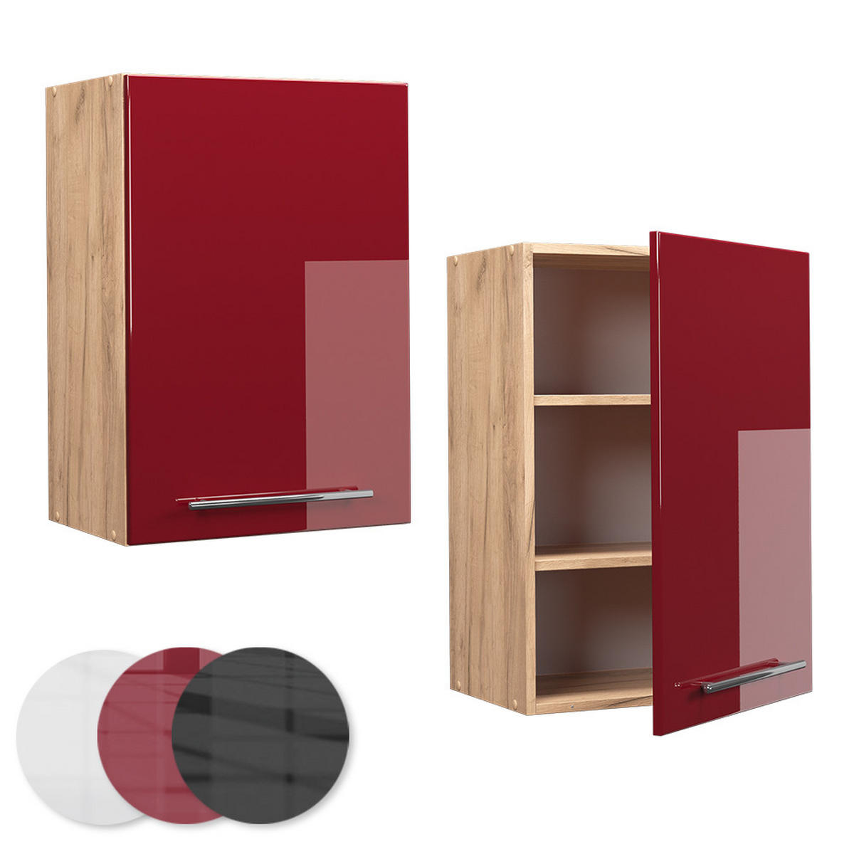 HÄNGESCHRANK Fame-Line Bordeaux Hochglanz 50 cm - Honigeiche/Bordeaux, Holzwerkstoff (50/72/34.1cm) - Vicco