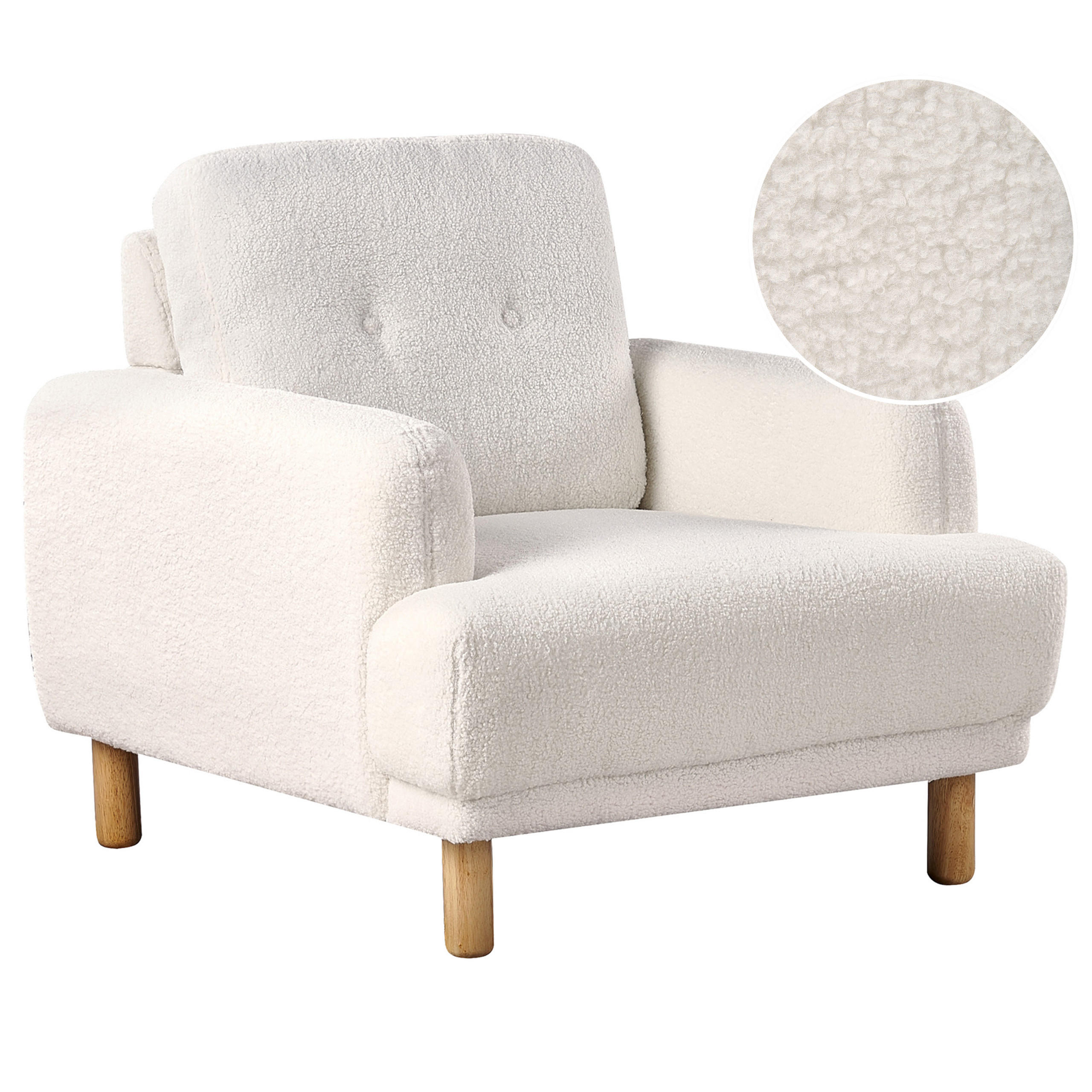 SESSEL Bouclé Weiß Tuve - Hellbraun/Weiß, Textil (88/85/90cm) - Beliani