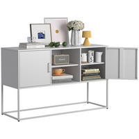 SIDEBOARD 120/40/75 cm weiß aus Metall mit 6 Fächern - Weiß, Metall (120/75/40cm) - OKWISH