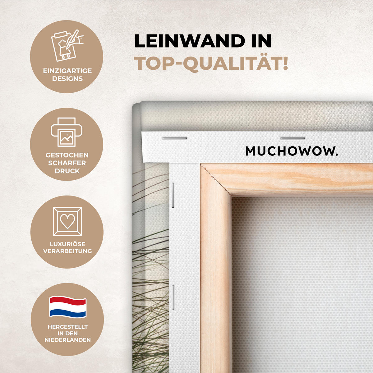 LEINWANDBILD Dünen mit Strandhafer in der Sonne des Nationalparks Schleswig-Holsteinisches Wattenmeer 30x40 cm - Creme, Textil (30/40cm) - MuchoWow