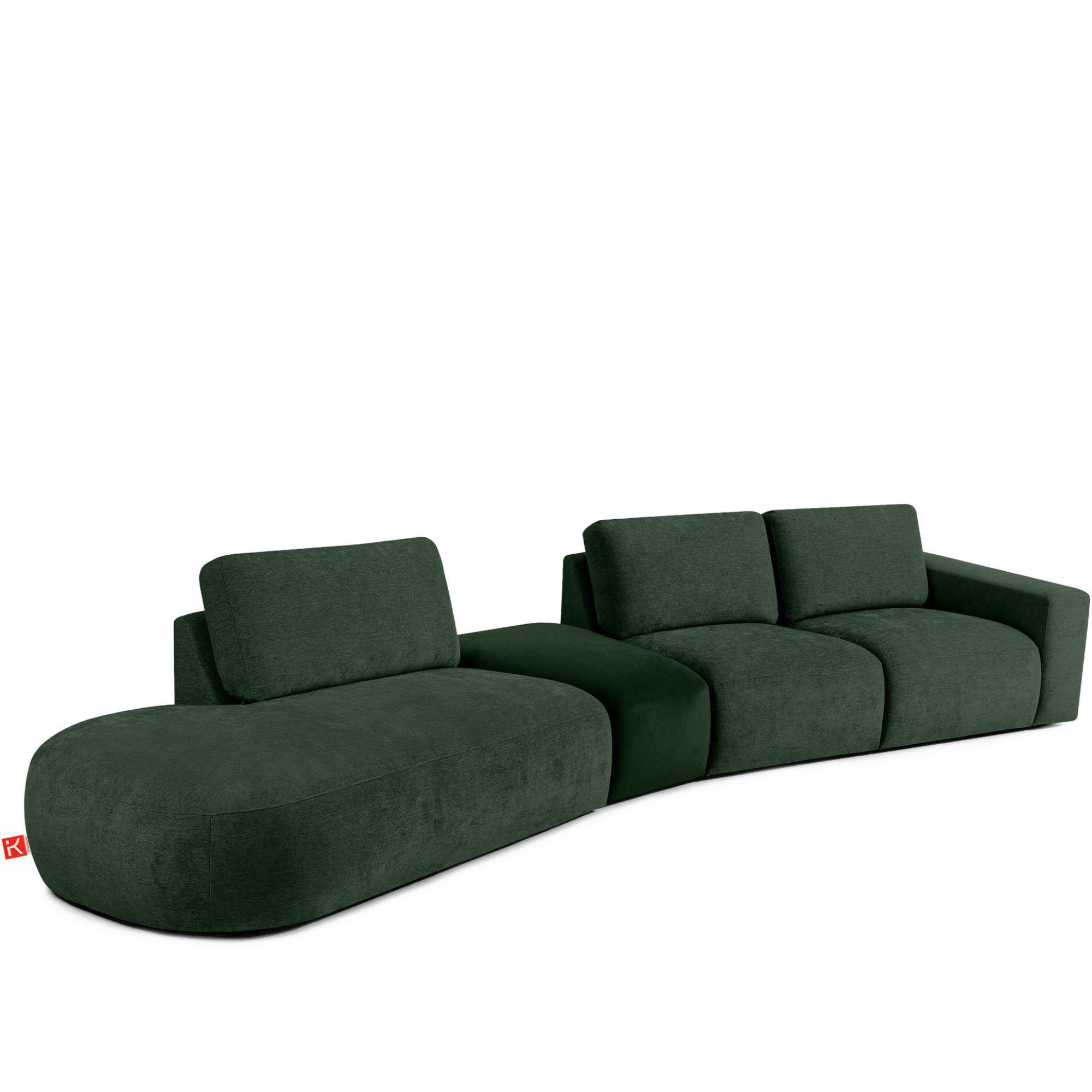 5-SITZER ECKSOFA ZUCCO Chenille links, Dunkelgrün - Dunkelgrün, Textil (430/84/105cm) - KONSIMO®