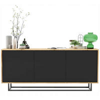 KOMMODE Apollo 3D Eiche wotan Schwarz Matt 168 cm - Schwarz, Holzwerkstoff/Metall (168/72/35cm) - Meble Lindner