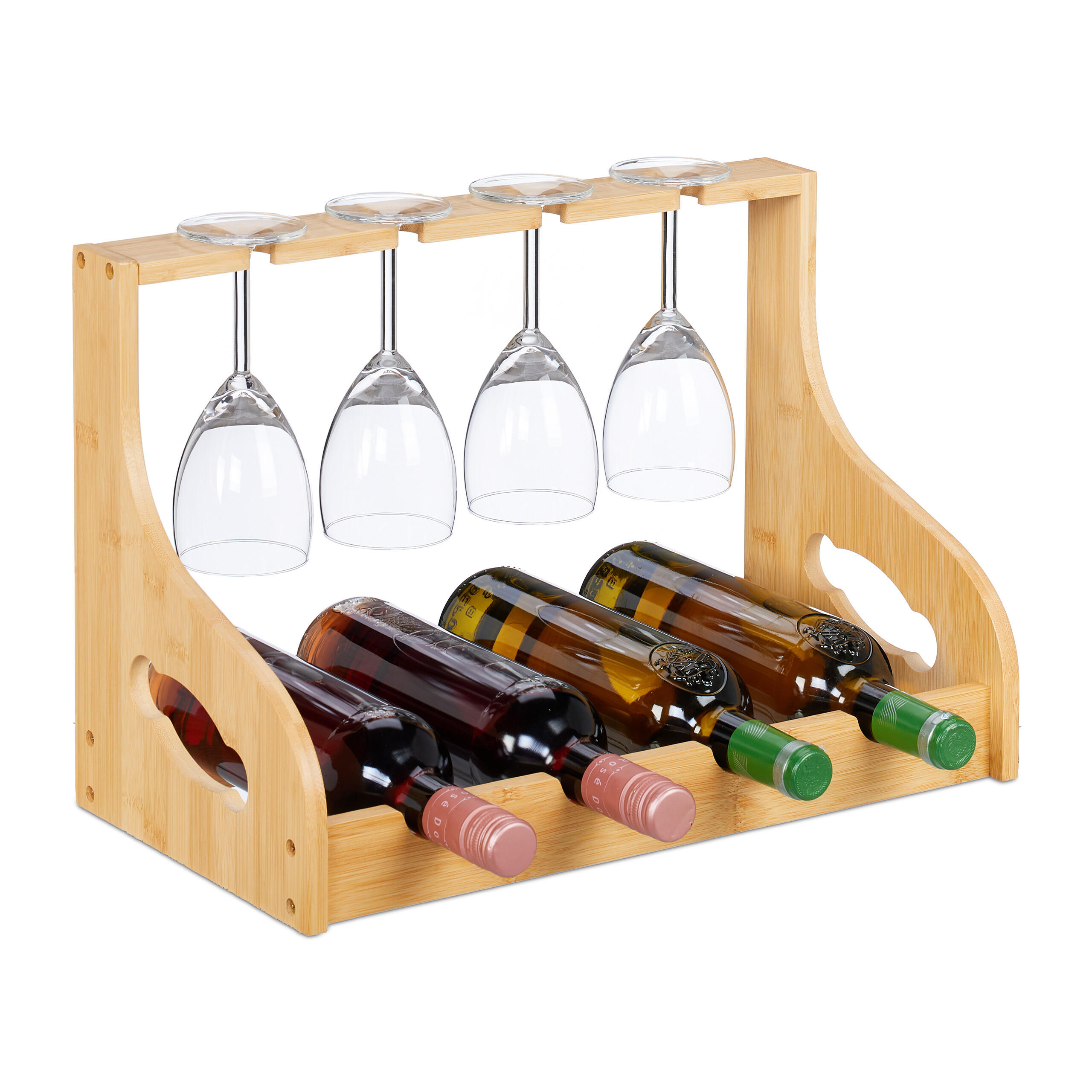 WEINREGAL - Hellbraun, Holz (44.5/30/23.5cm) - Relaxdays