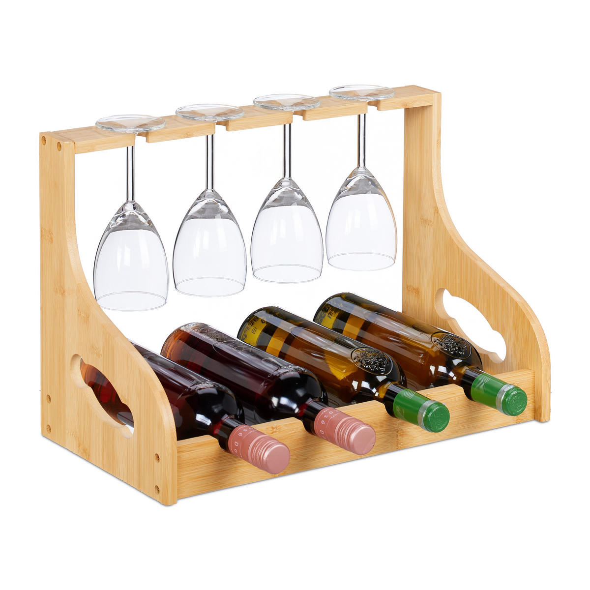 WEINREGAL - Hellbraun, Holz (44.5/30/23.5cm) - Relaxdays