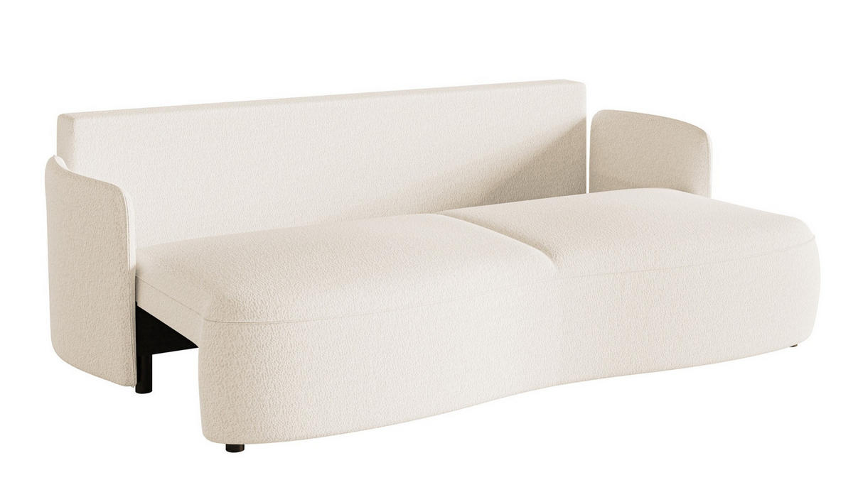 SOFA Raviolo Creme mit Bouclé-Bezug - Creme/Schwarz, Kunststoff/Textil (230/95/103cm) - Selsey
