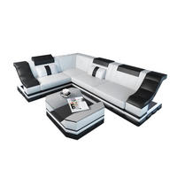 COUCH Bianchi Weiß Schwarz Ledermix - Weiß, Textil (271/196cm)