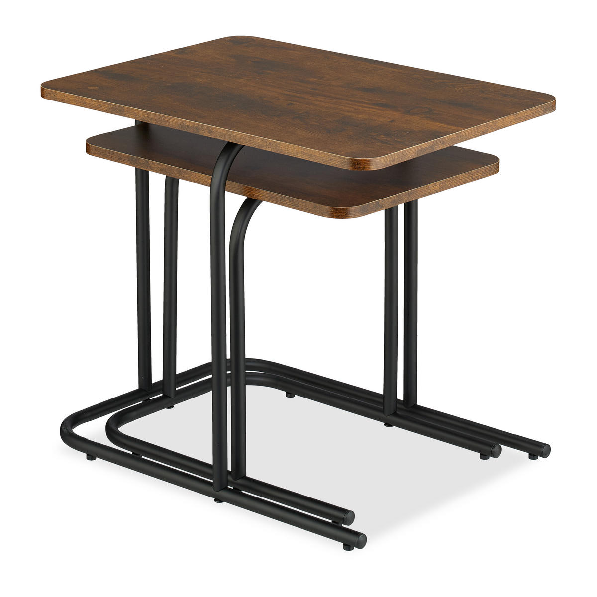 2-TLG.SATZTISCH-SET - Braun, Holzwerkstoff/Kunststoff (35/48/42cm) - Relaxdays