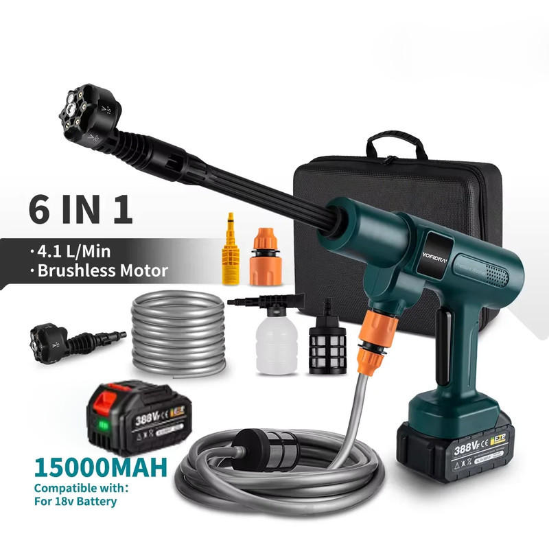 HOCHDRUCKREINIGER 200 Bar – 3500 W, 6-in-1, Makita Akku kompatibel - Grün, Metall (5/10/20cm) - Coonoor