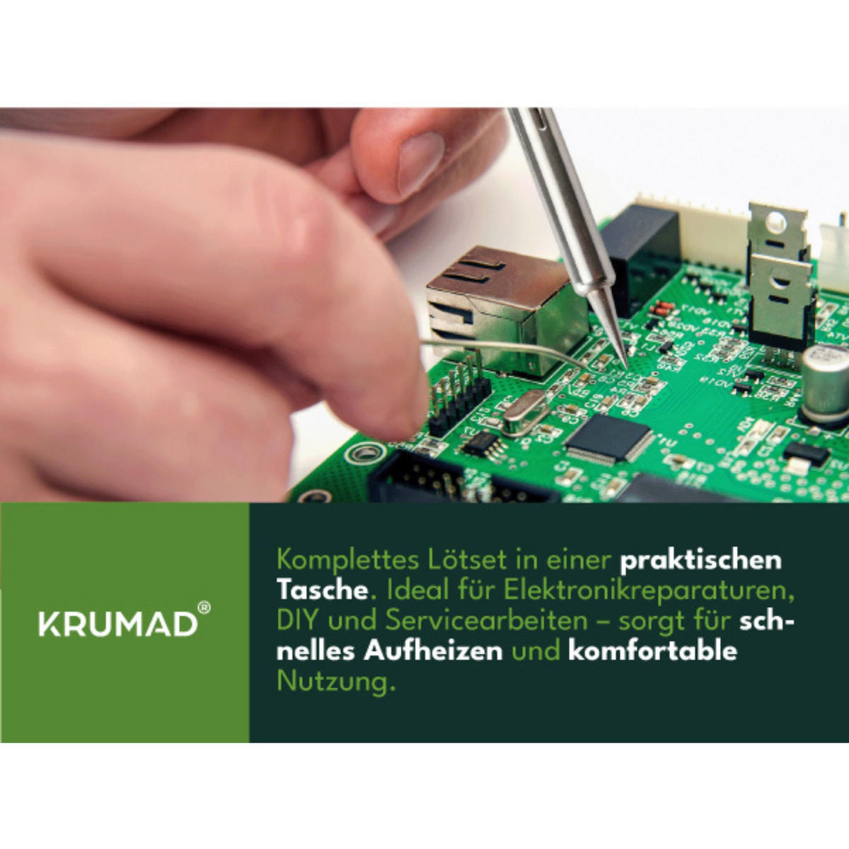 LÖTKOLBEN Set Elektrisch - Grün, Metall (10/3/10cm) - KRUMAD