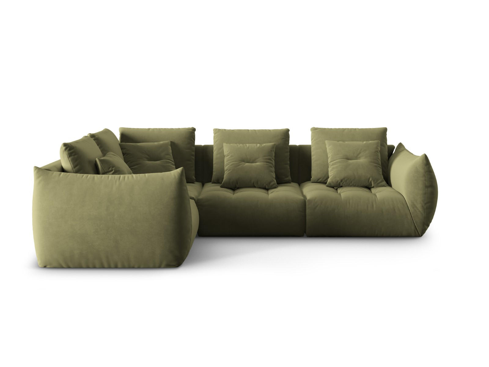 ECKSOFA modular links Bloom aus Samt hellgrün 3 Sitzplätze - Hellgrün, Textil (216/316cm) - Micadoni
