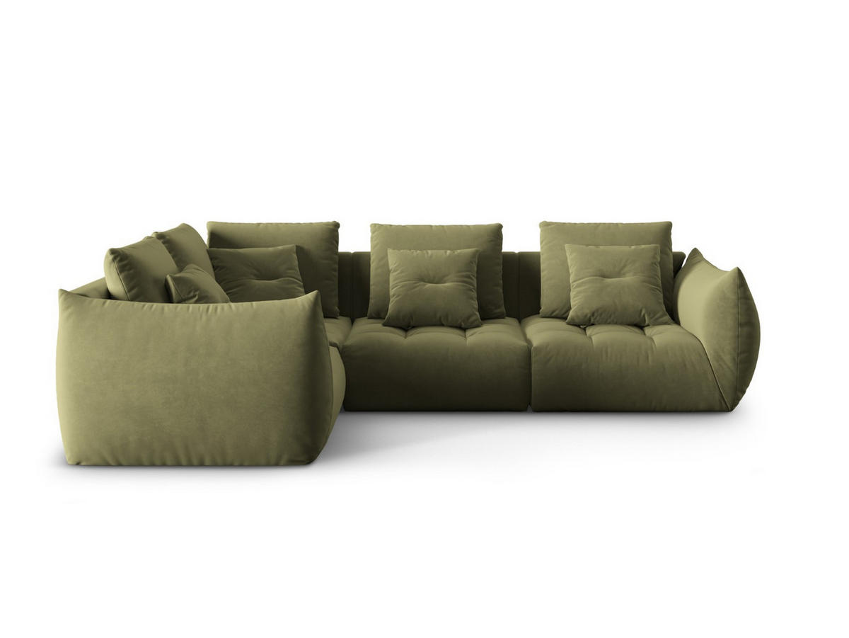 ECKSOFA modular links Bloom aus Samt hellgrün 3 Sitzplätze - Hellgrün, Textil (216/316cm) - Micadoni
