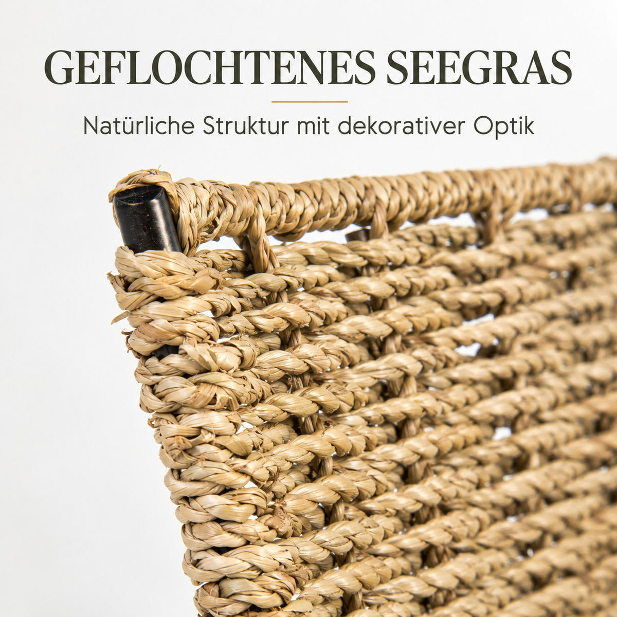 ZEITUNGSSTÄNDER Seegras, Metall schwarz - Braun, Naturmaterialien (37/33/22cm) - Homestyle4u