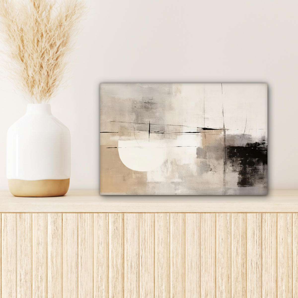 LEINWANDBILD Abstrakt - Kunst - Grau 30x20 cm - Hellgrau, Textil (30/20cm) - MuchoWow