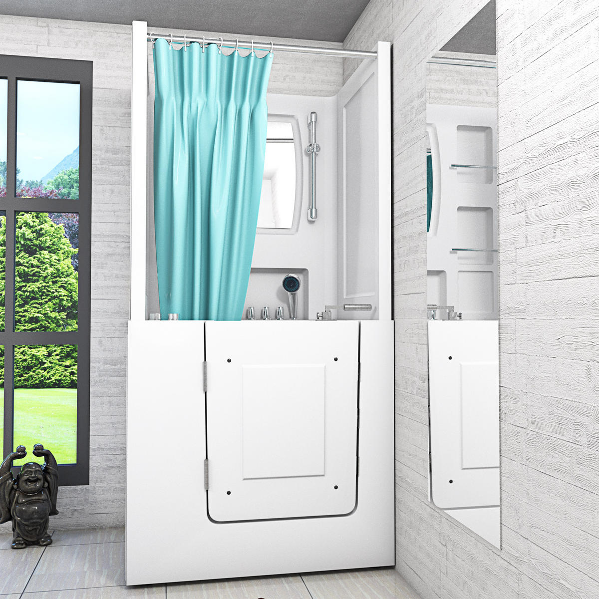 WHIRLPOOL-SENIORENDUSCHE S02D-WP-TH-C-L Weiß - Weiß, Glas/Kunststoff (100/78/205cm) - AcquaVapore by Sandra Jentho