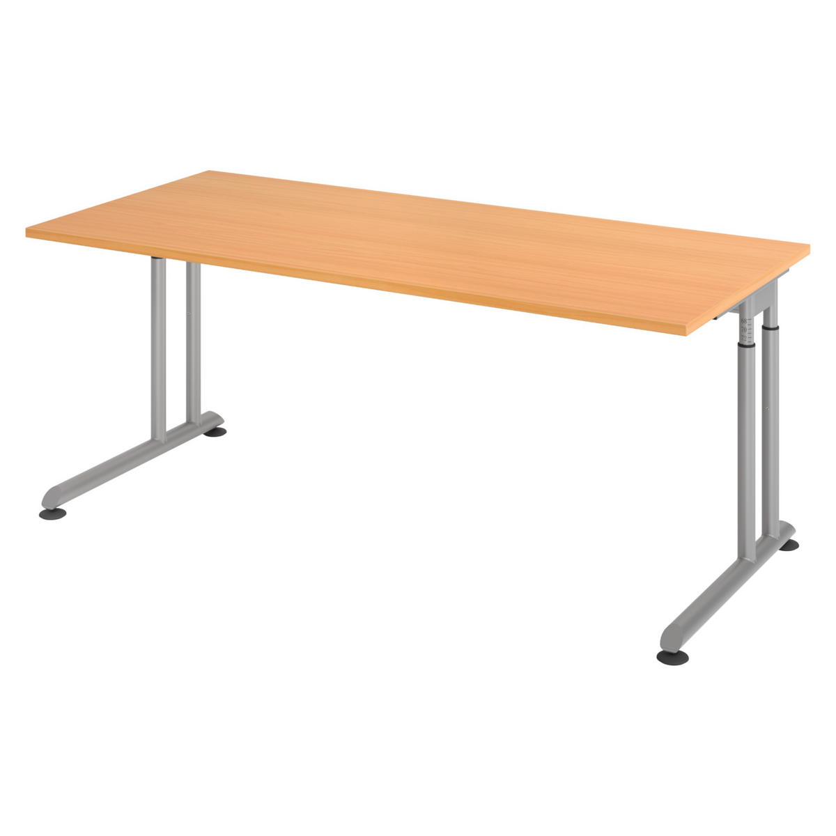 SCHREIBTISCH Serie-Z 80/180/74 cm in Buchefarben/Silberfarben - Buchefarben/Silberfarben, Holzwerkstoff (80/180/74cm) - bümö