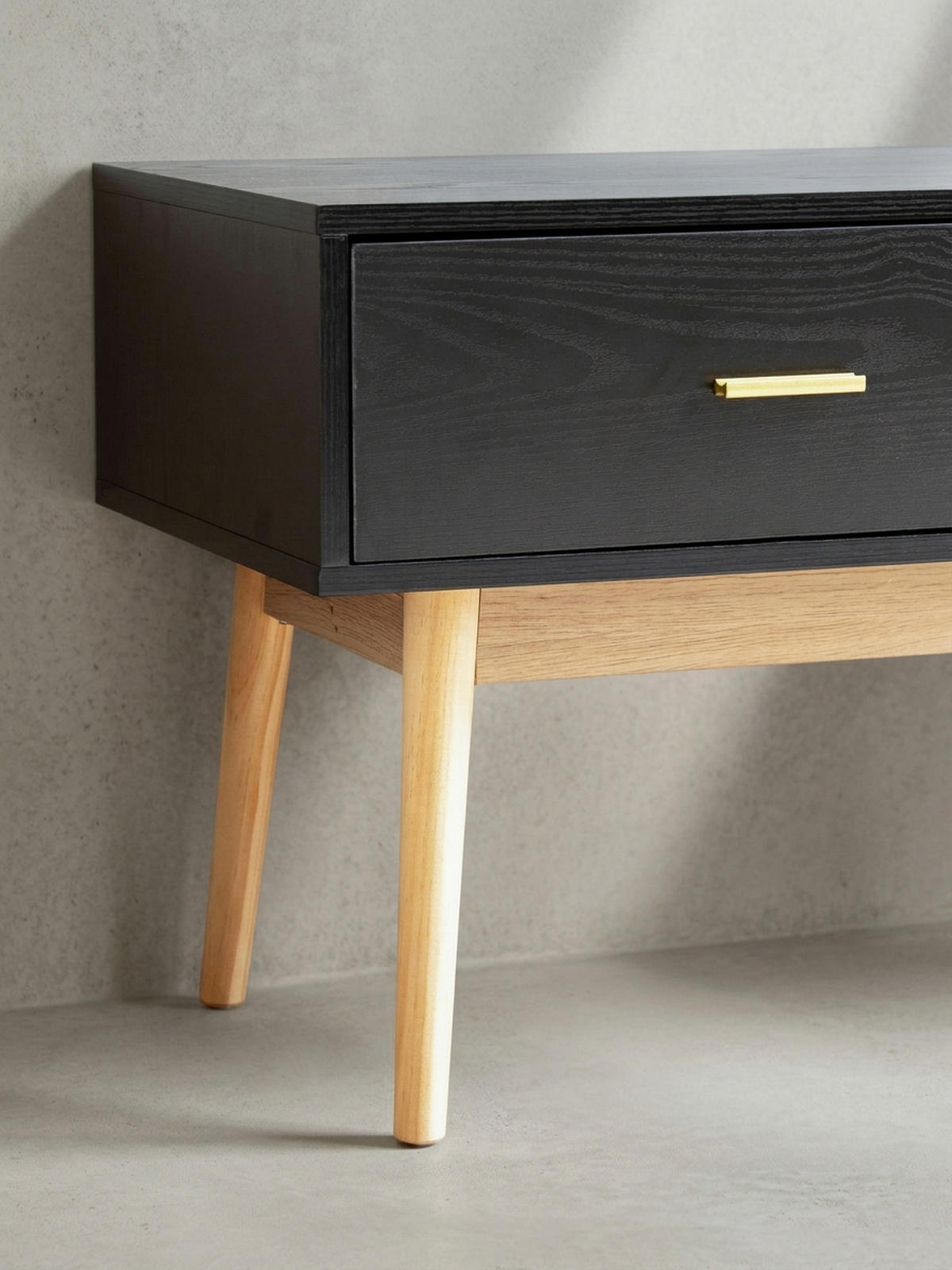 LOWBOARD Schwarz Eiche-Dekor Modern Stil 150x50x40 cm mit Schubladen und Ablagefach - Eichefarben/Schwarz, Holz (150/50/40cm) - KADIMA DESIGN