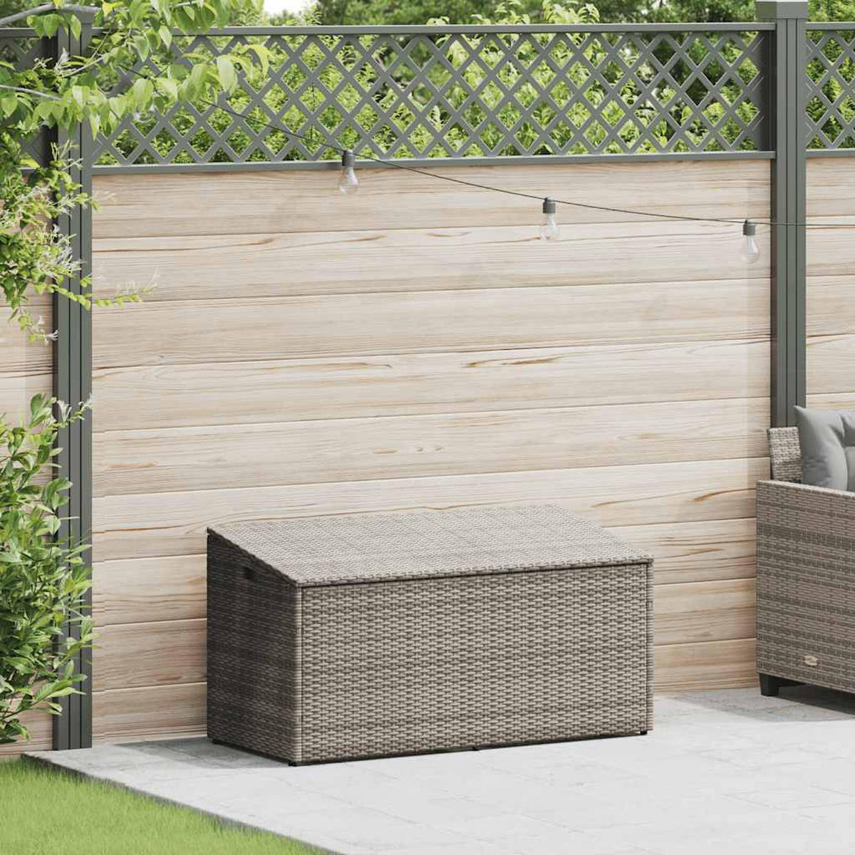 GARTEN-AUFBEWAHRUNGSBOX Grau 110/50/58 Cm Poly Rattan - Grau, Kunststoff (50/58/110cm) - vidaXL