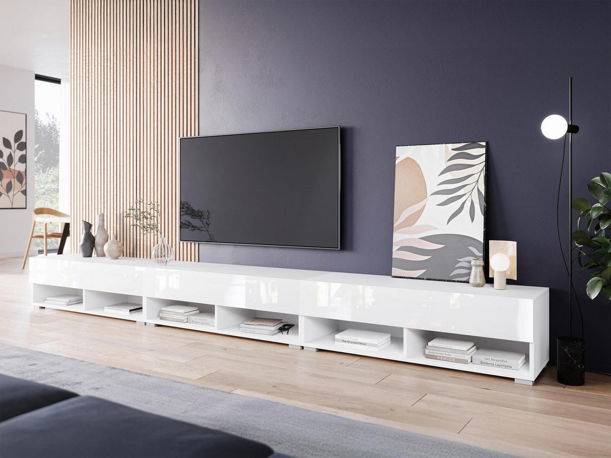 TV-LOWBOARD A300 - Weiß Hochglanz/Weiß, Holzwerkstoff (300/32/33cm) - MIRJAN24