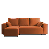 ECKSOFA Tobi mit Bettkasten und Schlaffunktion, L-Form, Velourstoff, Universal - Rostfarben, Holzwerkstoff (246/145cm) - 4ALL HOME