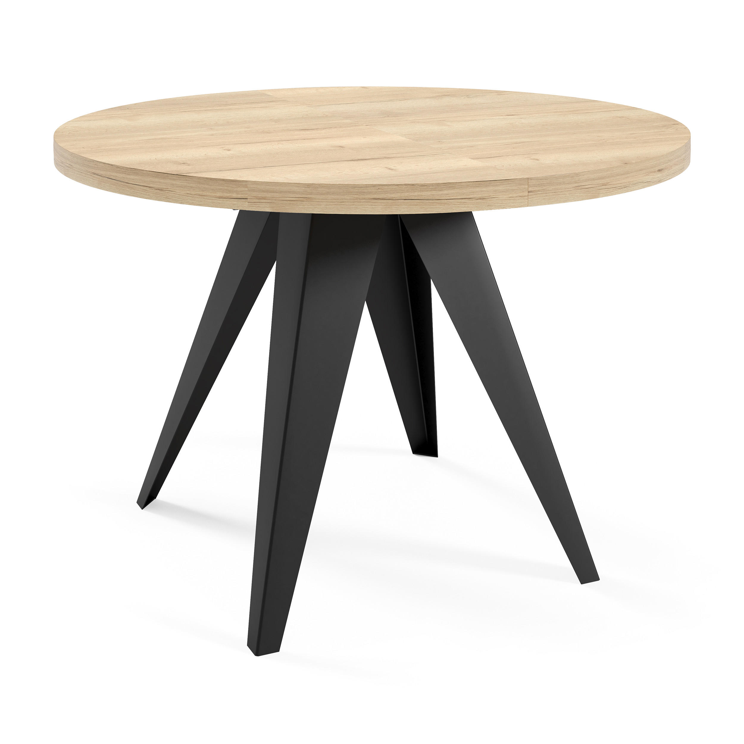 ESSTISCH Alma, Tisch mit Ausziehfunktion, 120 cm, Schwarz+eiche Halifax - Eichefarben/Schwarz, Metall (120/120/76cm) - Beautysofa