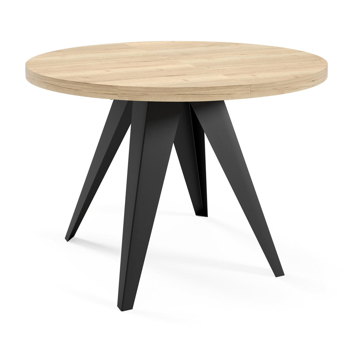 ESSTISCH Alma, Tisch mit Ausziehfunktion, 120 cm, Schwarz+eiche Halifax - Eichefarben/Schwarz, Metall (120/120/76cm) - Beautysofa