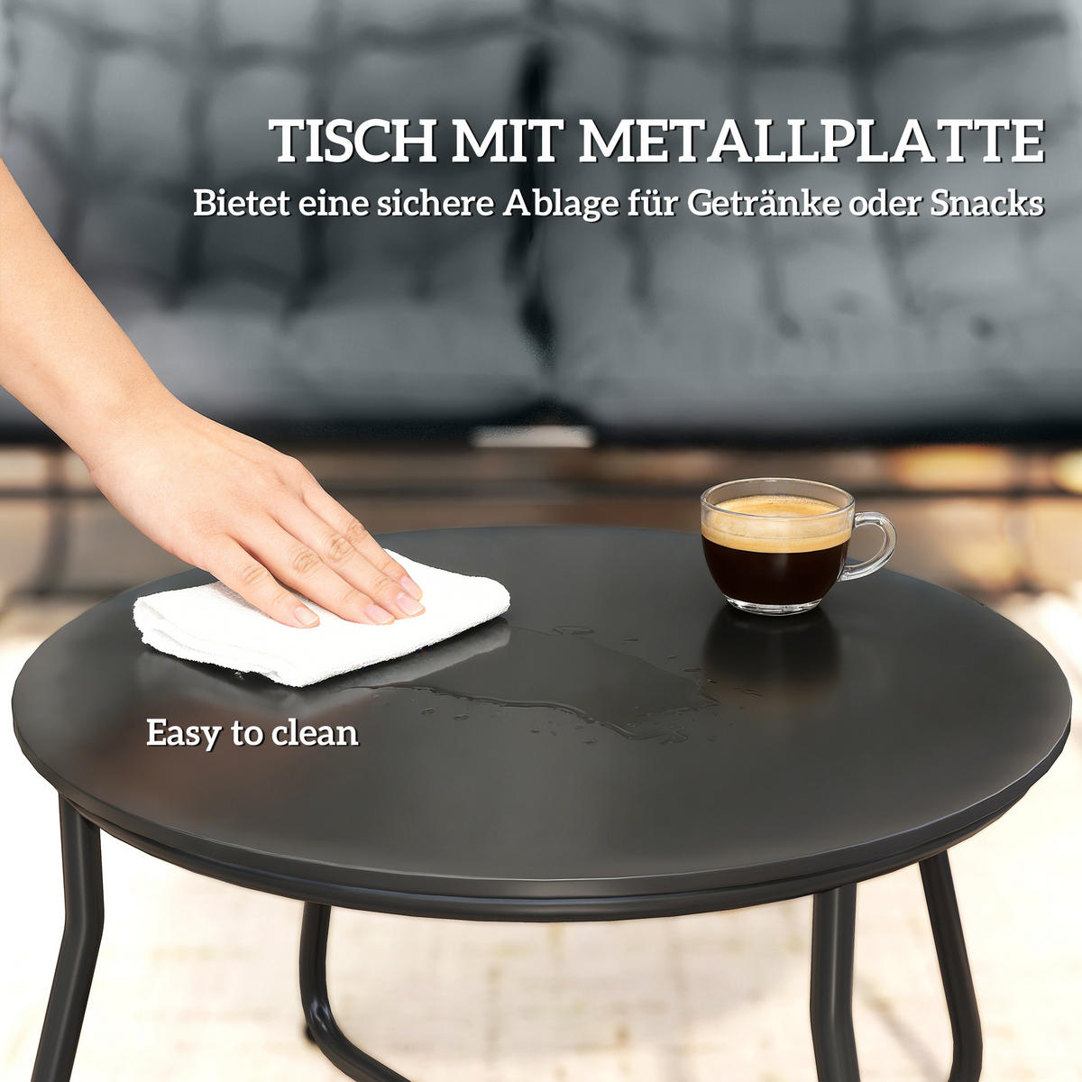 GARTENSET 4-teilig Grau 122.0/87.0/85.0 cm - Grau, Metall