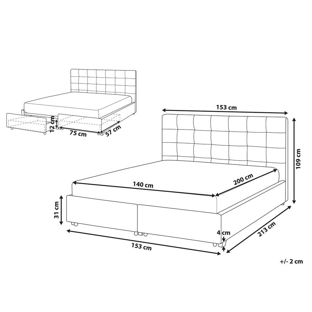 Thumbnail - Beliani Bett, Hellgrau, Schwarz, Textil, 140x200 cm, Schlafzimmer, Betten
