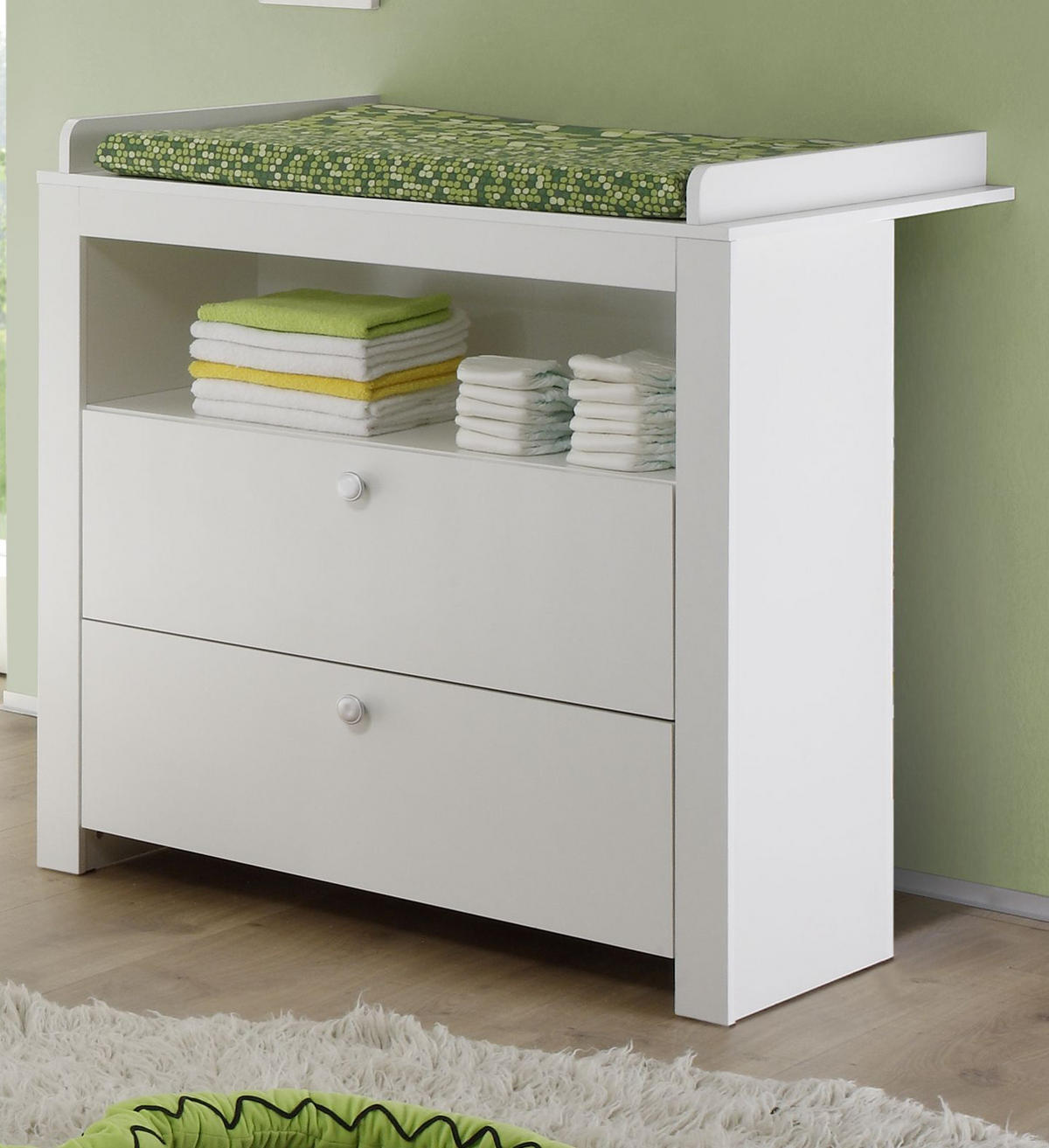 WICKELKOMMODE weiß Babymöbel Wickeltisch 96 x 111 cm - Silberfarben/Weiß, Holzwerkstoff/Kunststoff (96/104/69cm) - Top.Furn