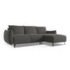 ECKSOFA mit Schlaffunktion Samt Stoff Grau - Dunkelgrau/Schwarz, Textil/Metall (242/162cm) - Makamii