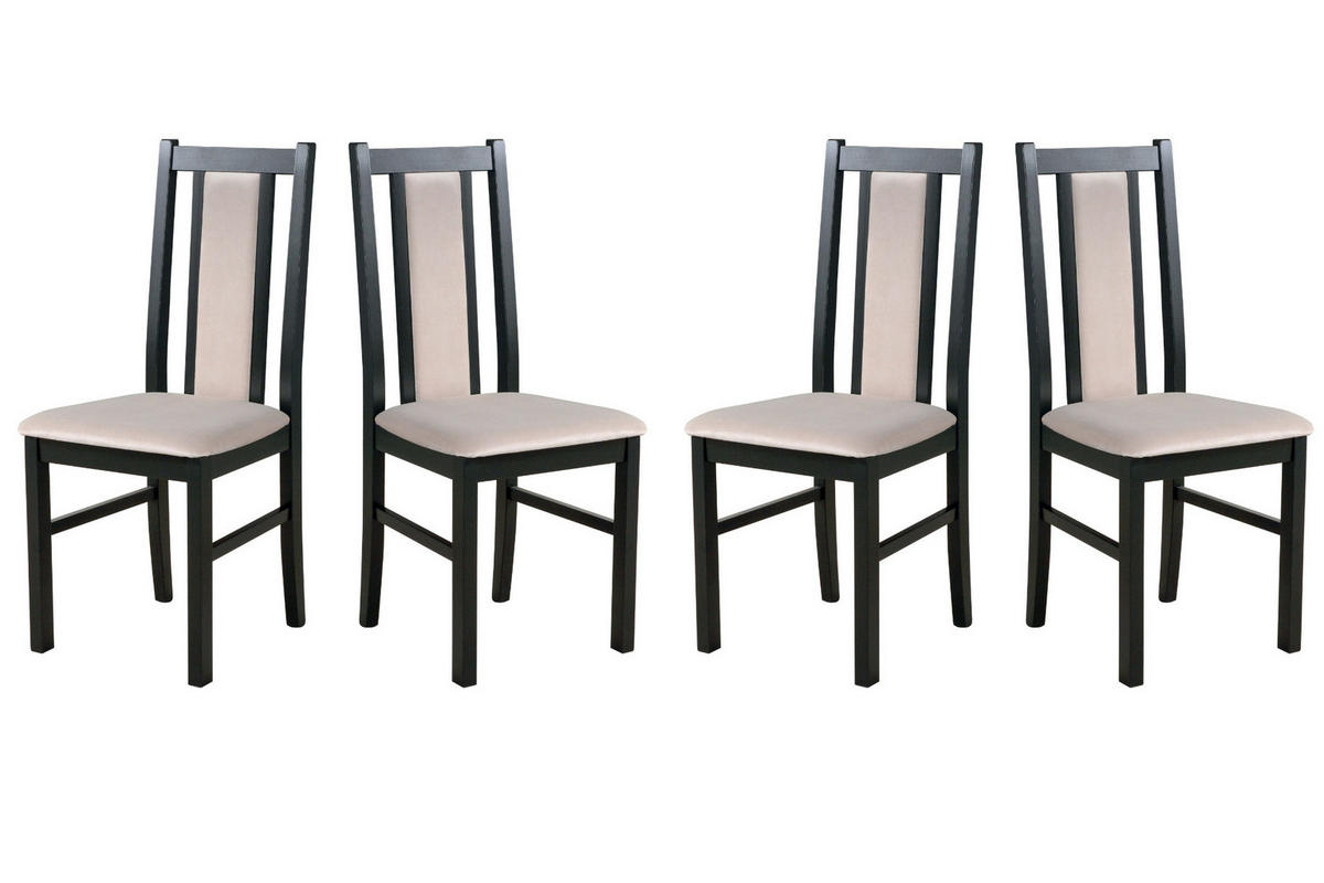 ESSZIMMERSTUHL - Set 4x BOS 14 schwarz, paros 2 - Beige/Schwarz, Holz (43/94/40cm) - Leaf Design