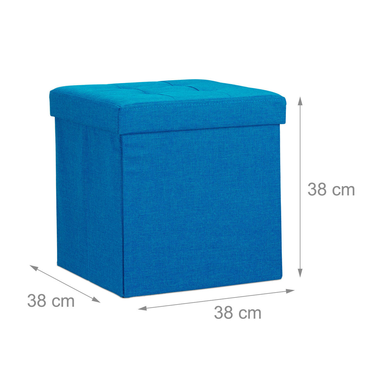 FALTBARER Sitzhocker - Blau, Holzwerkstoff/Textil (38/38/38cm) - Relaxdays