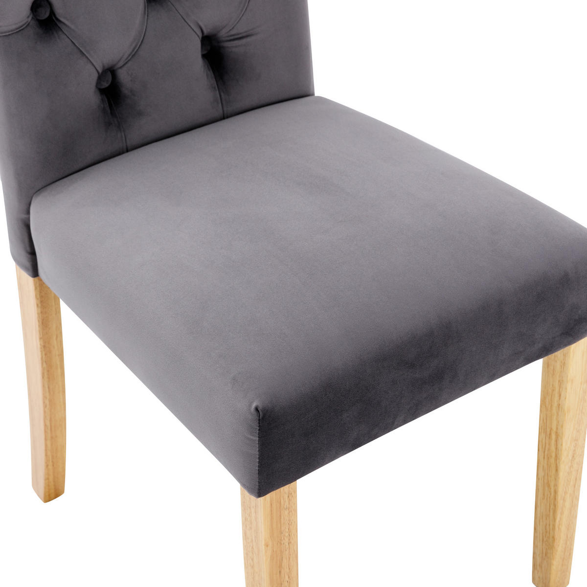 STUHL-SET DE-35663 2 Stück mit Knopfakzenten und Eichenbeinen Grau - Grau, Holz (43/100/63cm) - ComfortXL