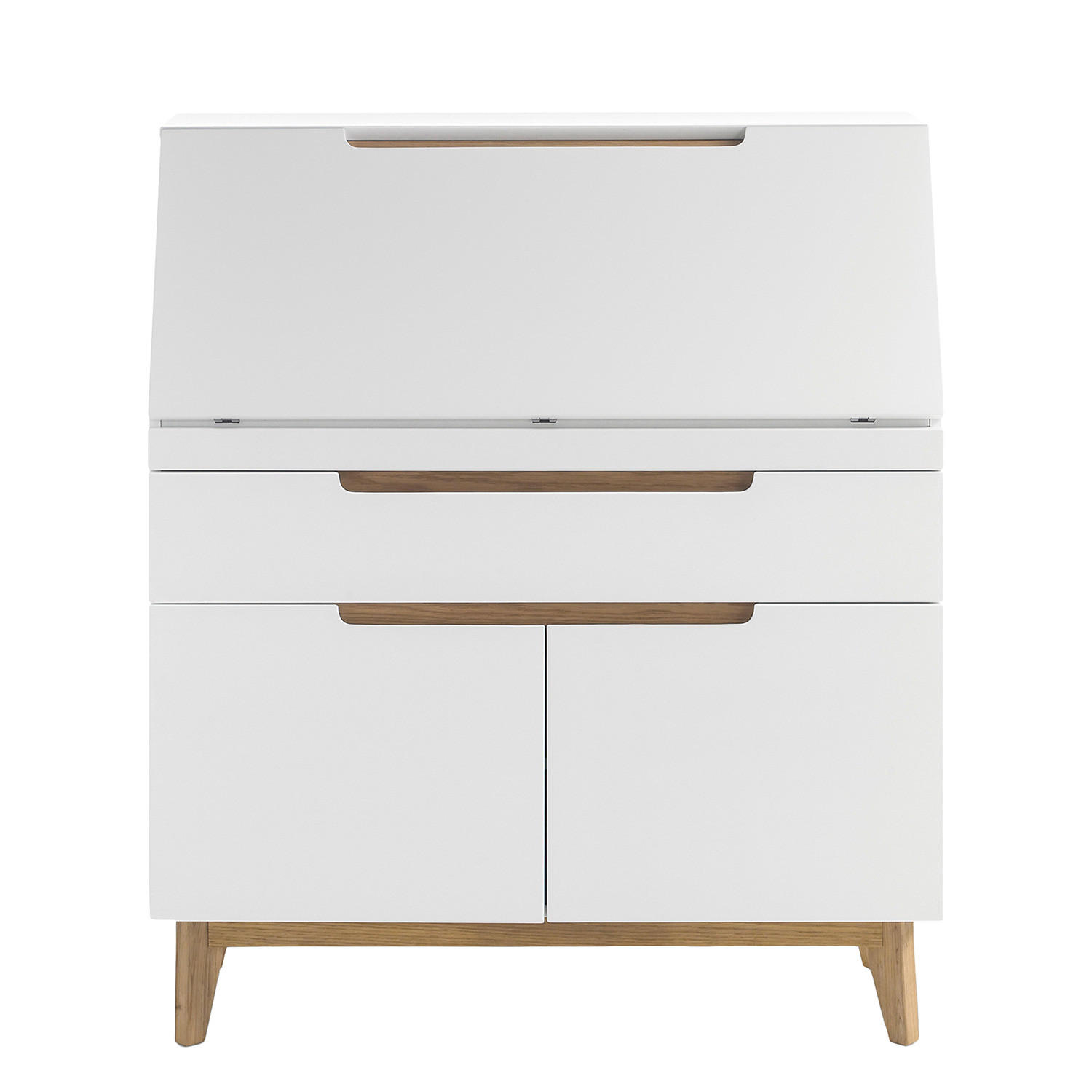 SEKRETÄR - Matt Weiß / Asteiche - Weiß, Holzwerkstoff (40/97/113cm) - home24