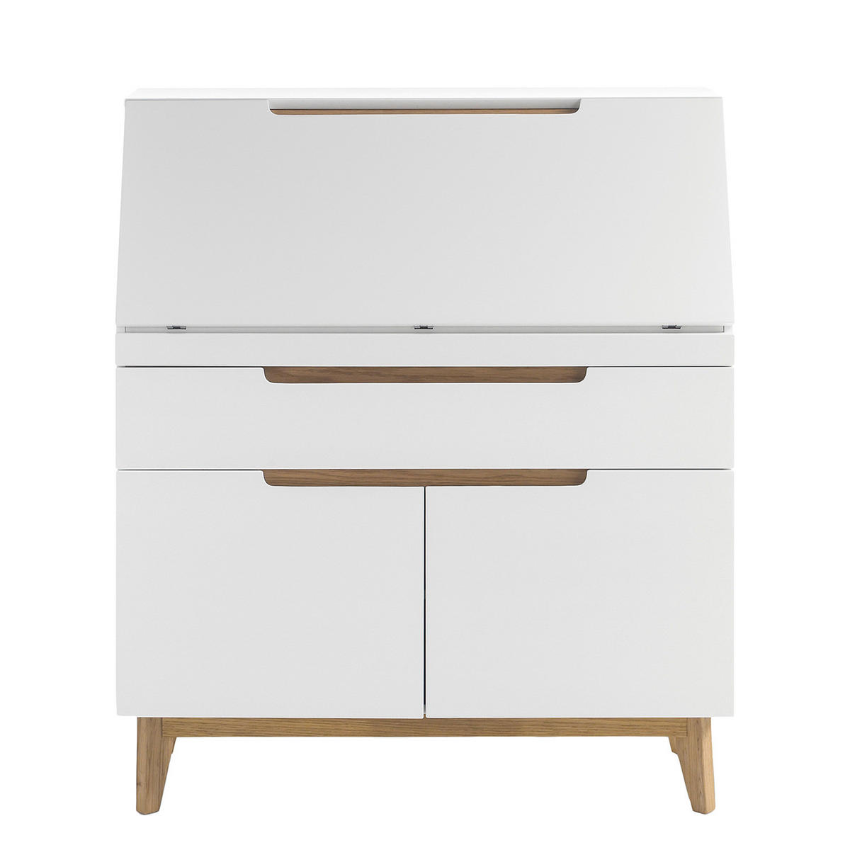 SEKRETÄR - Matt Weiß / Asteiche - Weiß, Holzwerkstoff (40/97/113cm) - home24