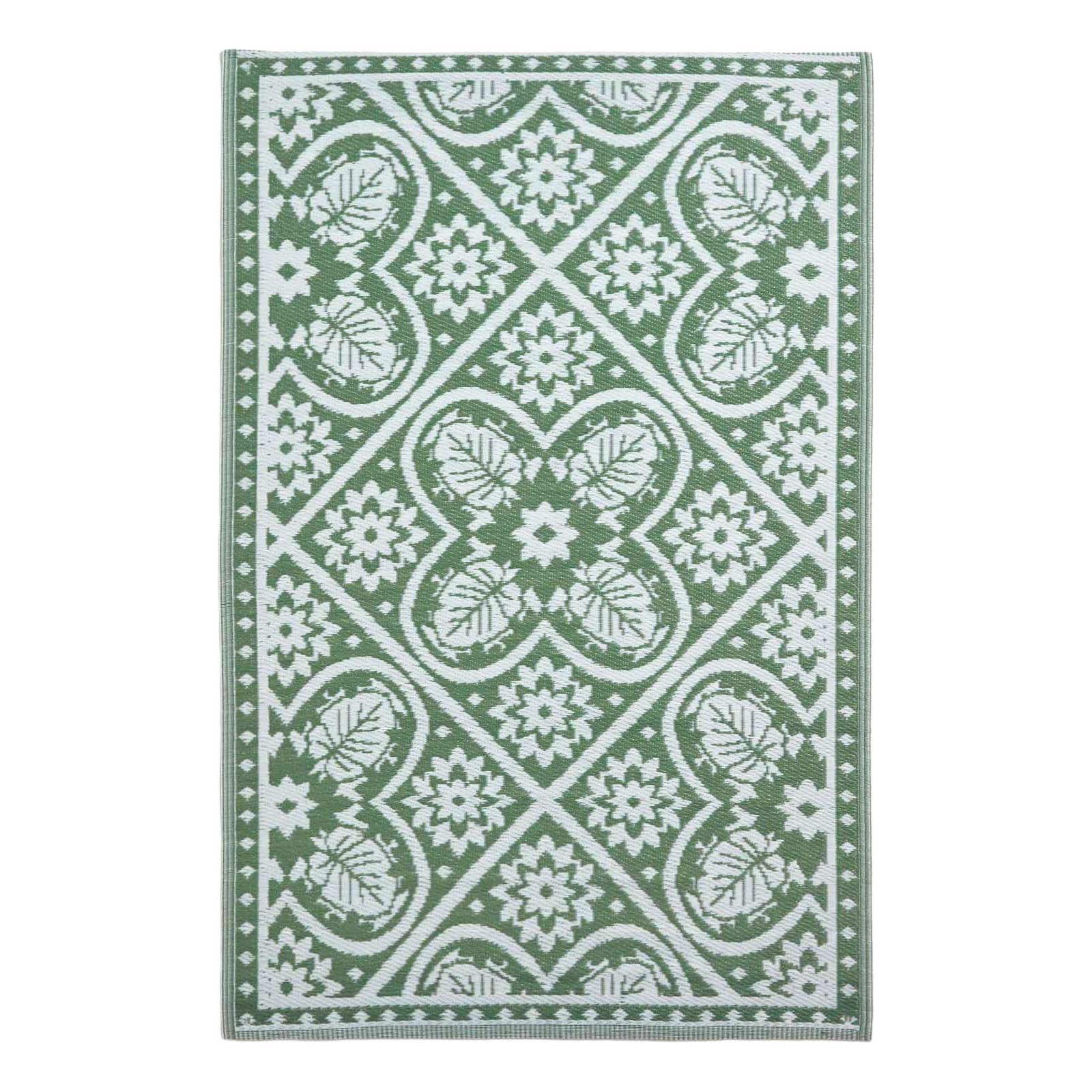 OUTDOORTEPPICH floral gemustert 122/182 cm - Grün, Kunststoff (122/182cm) - Homescapes