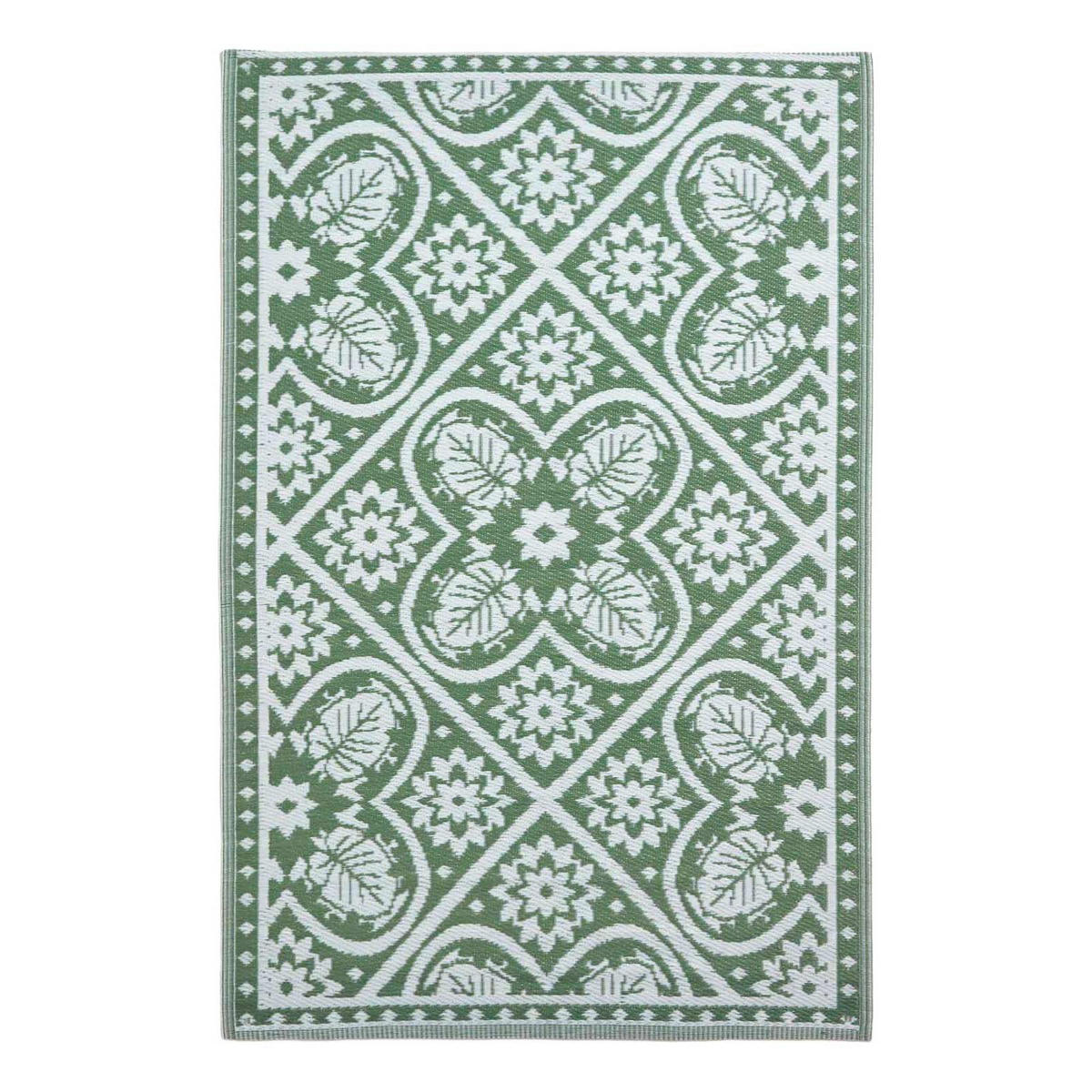 OUTDOORTEPPICH floral gemustert 122/182 cm - Grün, Kunststoff (122/182cm) - Homescapes