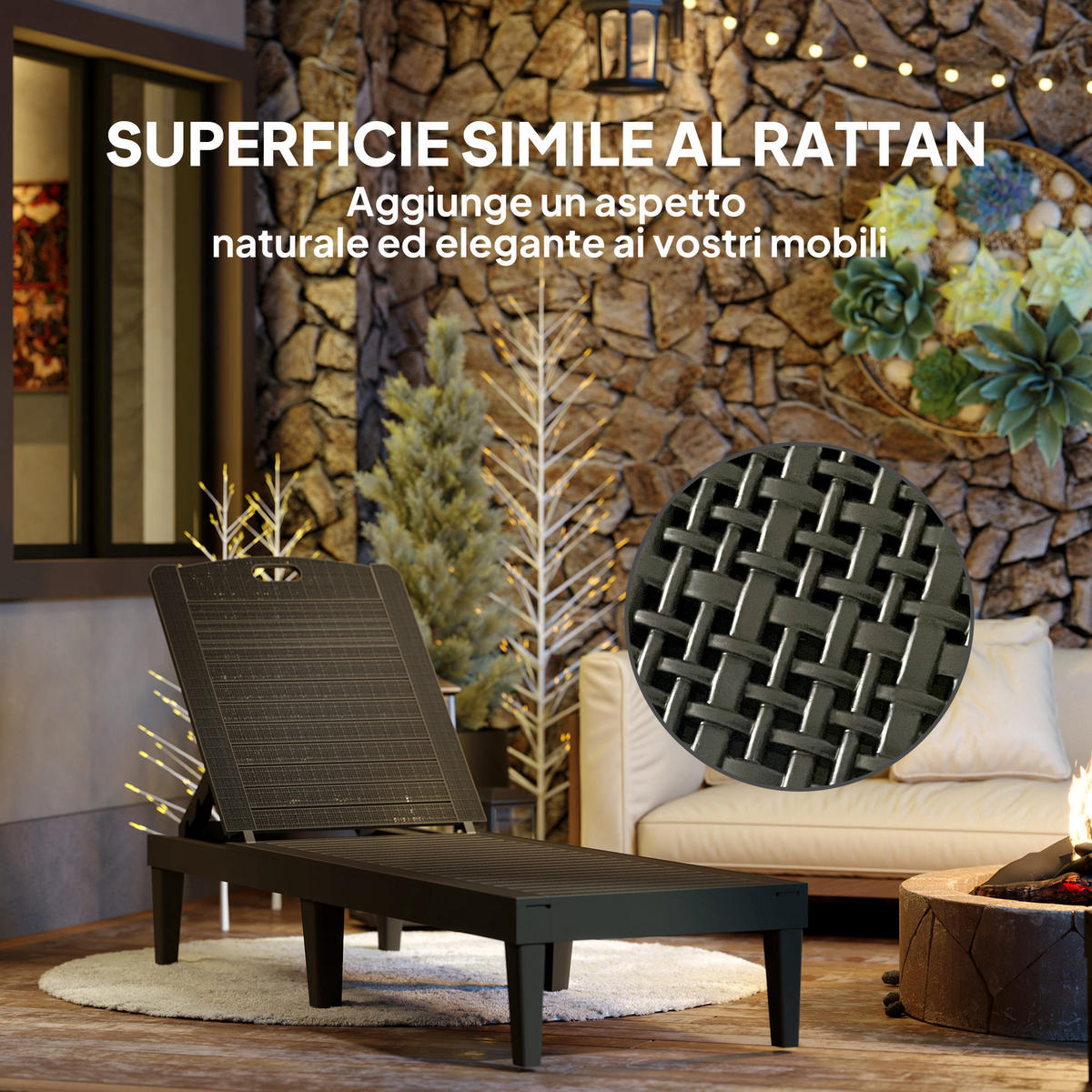 SONNENLIEGE 2er-Set Sonnenliegen mit 4-fach verstellbarer Rückenlehne Rattanoptik Lattenrost,187*56*28 cm,Schwarz - Schwarz, Kunststoff (56/28/187cm) - Vallsero