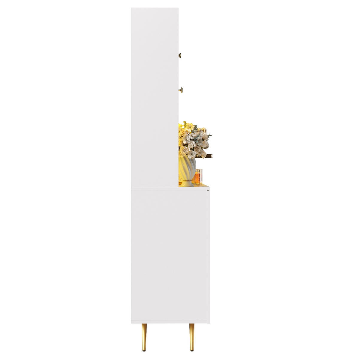 KÜCHENSCHRANK mit LED und Steckdosen 120 x 40 x 176 cm MDF Glas Weiß - Weiß, Glas (40/176/120cm) - Meubliv