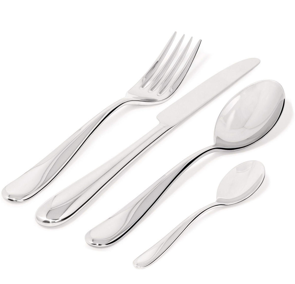BESTECKSET Nuovo Milano - 5180S24 - 24-teilig - von Ettore Sottsass - Silberfarben, Metall - Alessi