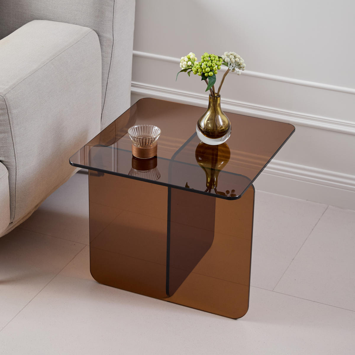 BEISTELLTISCH Braun 45/45/51 cm aus Glas - Braun, Glas (45/45/51cm) - PANGIVO