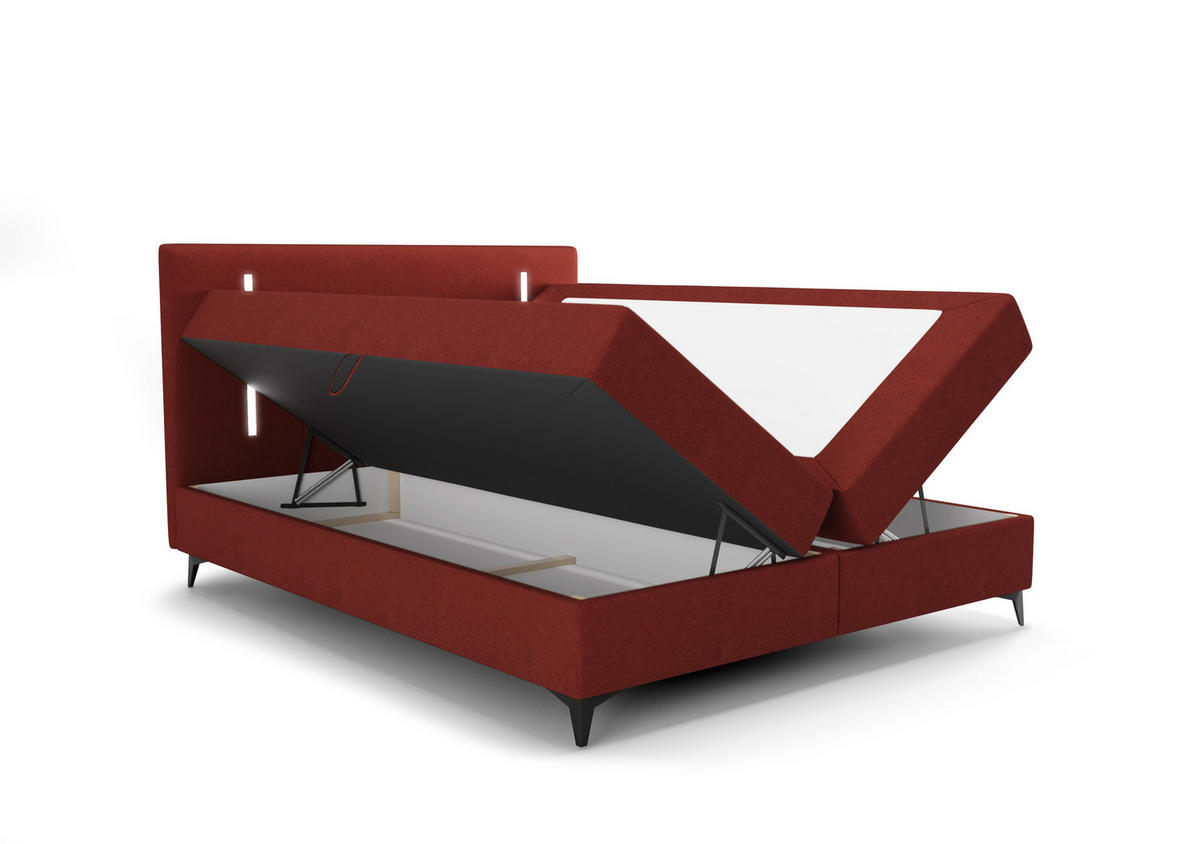 BOXBETT ONO mit Matratze H3, Bonell und Topper 180x200 CURIO 57 - Rot, Textil (180/200cm) - Bedante