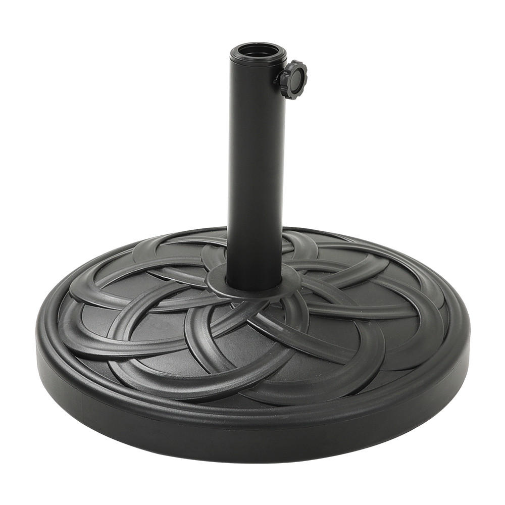 SONNENSCHIRMSTÄNDER Sonnenschirmfuß aus PE + Concrete Stahl in Rattanoptik Schwarz wetterfest und standfest ohne Befüllen Ø45 × 29,5 cm 20 kg - Schwarz, Metall (57/51cm) - Livingandhome