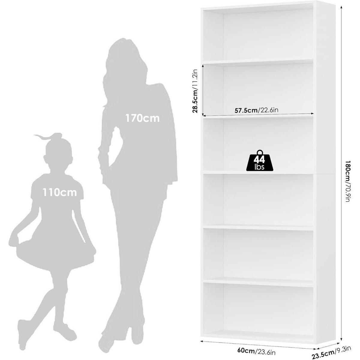 BÜCHERREGAL 180 x 60 x 23,5 cm Weiß - Weiß, Holzwerkstoff (60/180/23.5cm)
