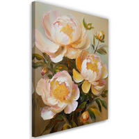 WANDBILD pfingstrose gemalte blume natur - Pink, Textil (40/60cm) - Feeby